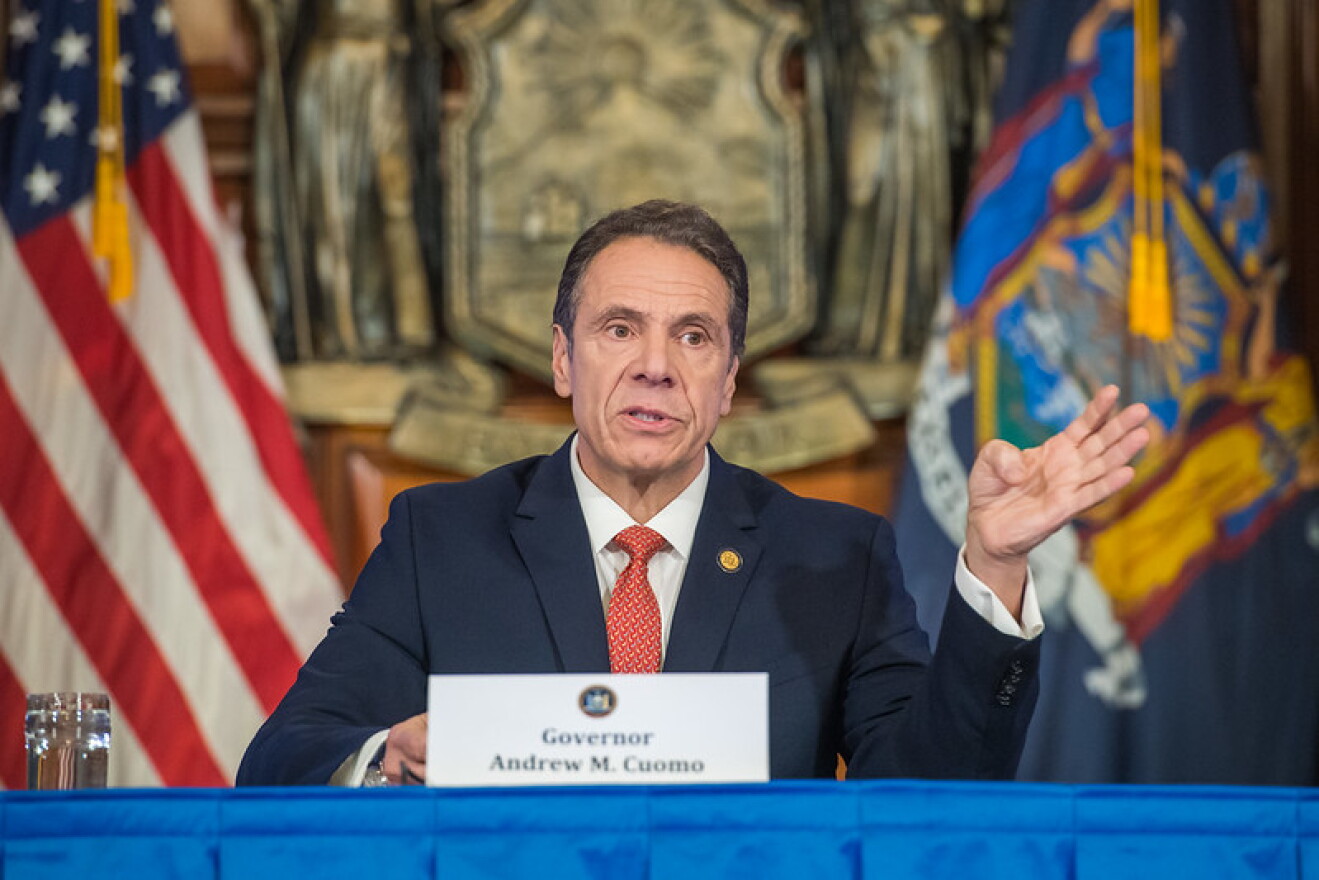 Gov. Andrew Cuomo delivers his daily COVID-19 briefing on Wednesday.